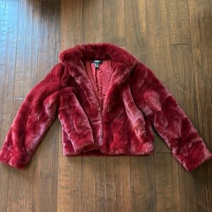 F21 Crimson faux fur jacket